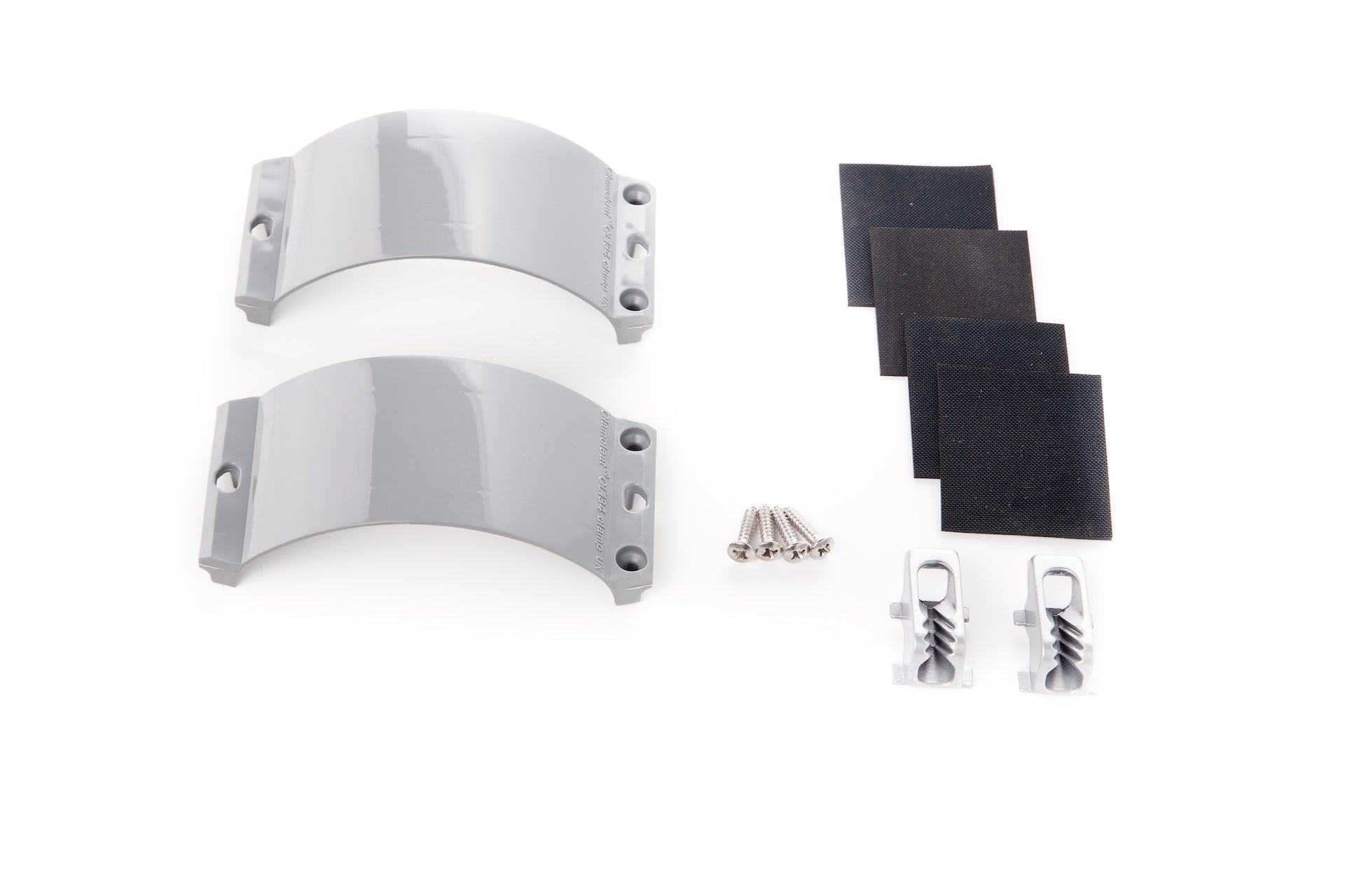 2x Clamcleat CL244/S5 Ash Grey Strap, 4x Screws, 4x Rubber