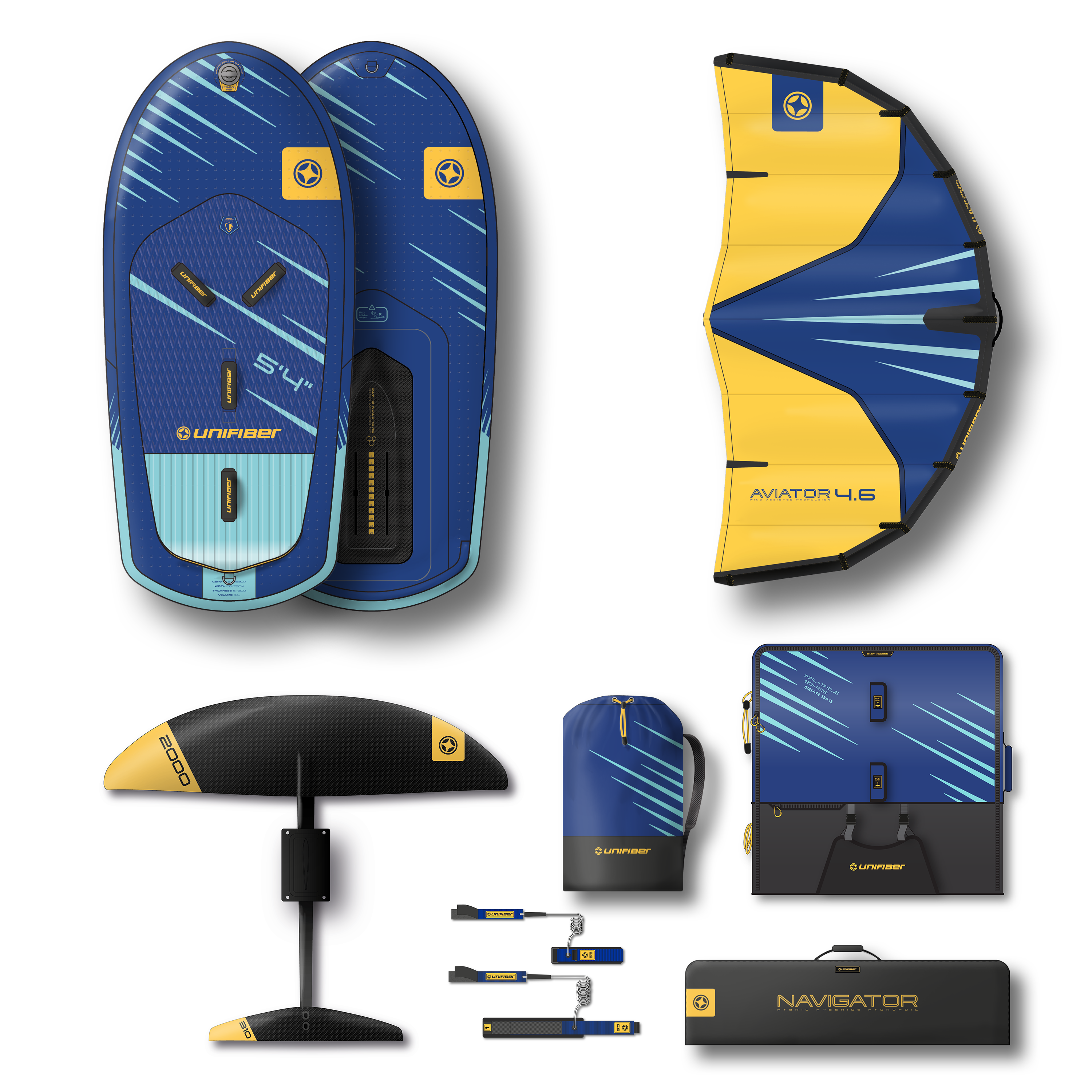 Impulse 6'0 (FCD) & 6.0 Wing, 2000 Front Wing Foil and Leash Wing Pack Unifiber