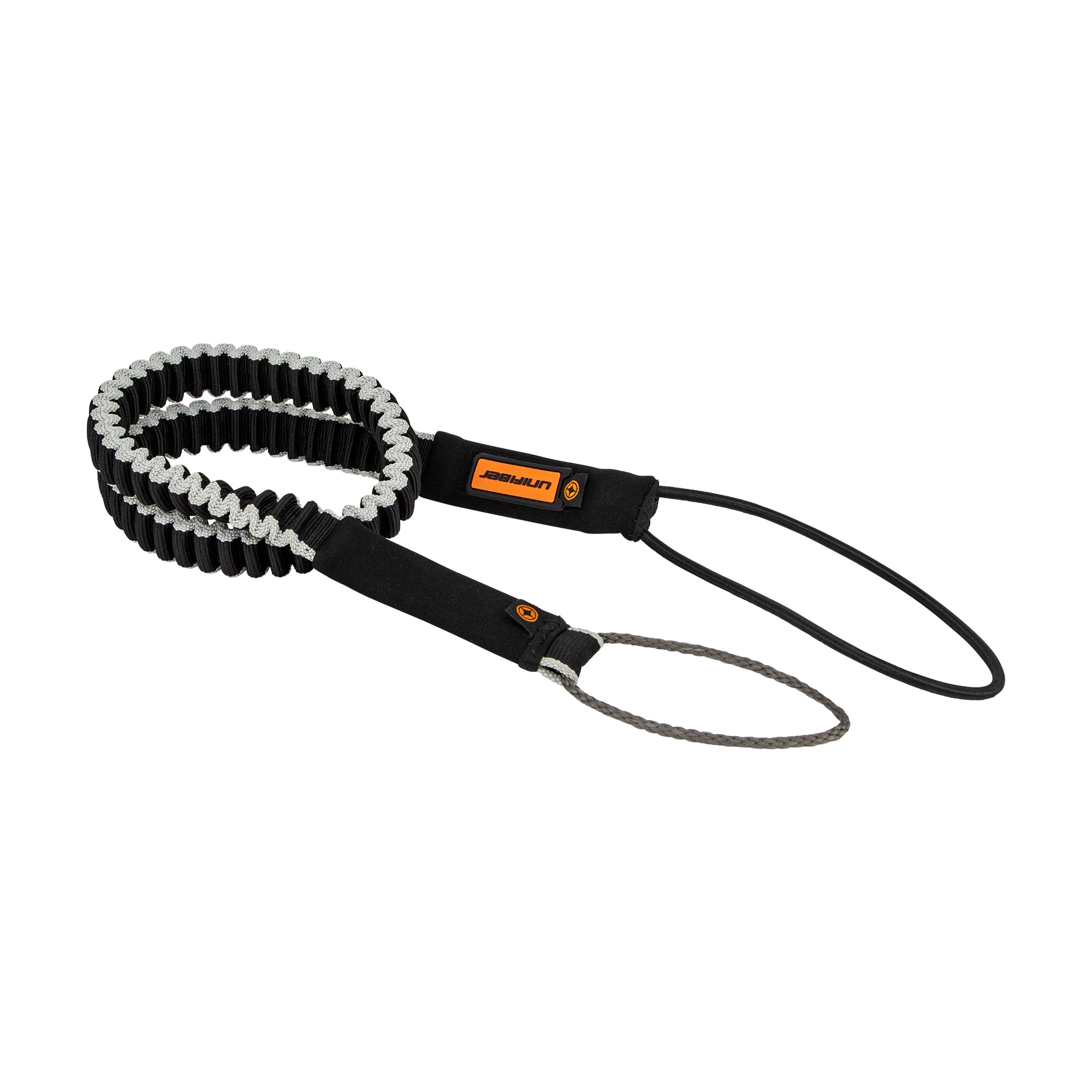 Bungee cord with black and white pattern on a white background