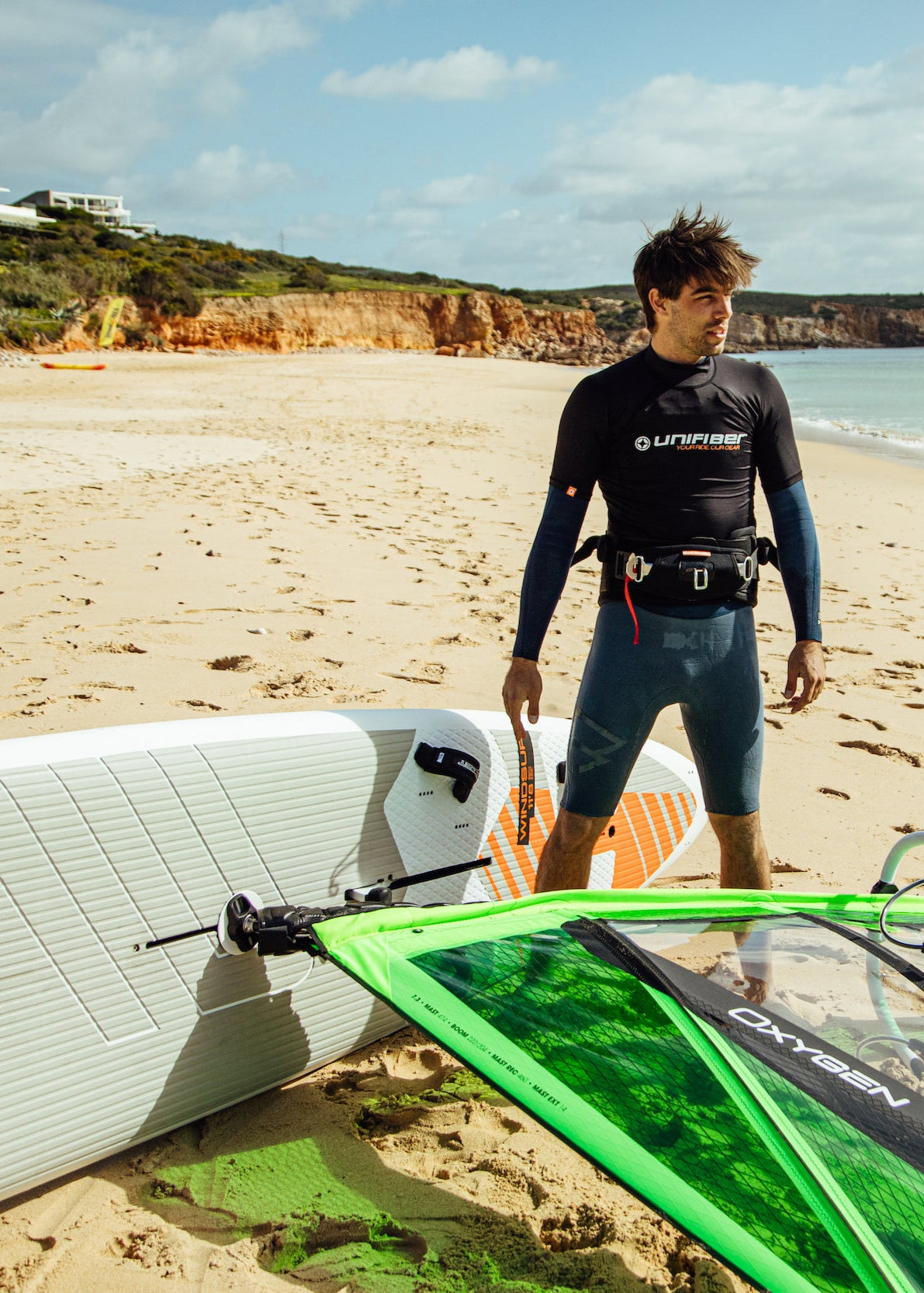 windsup board on the beach with a full deck pad