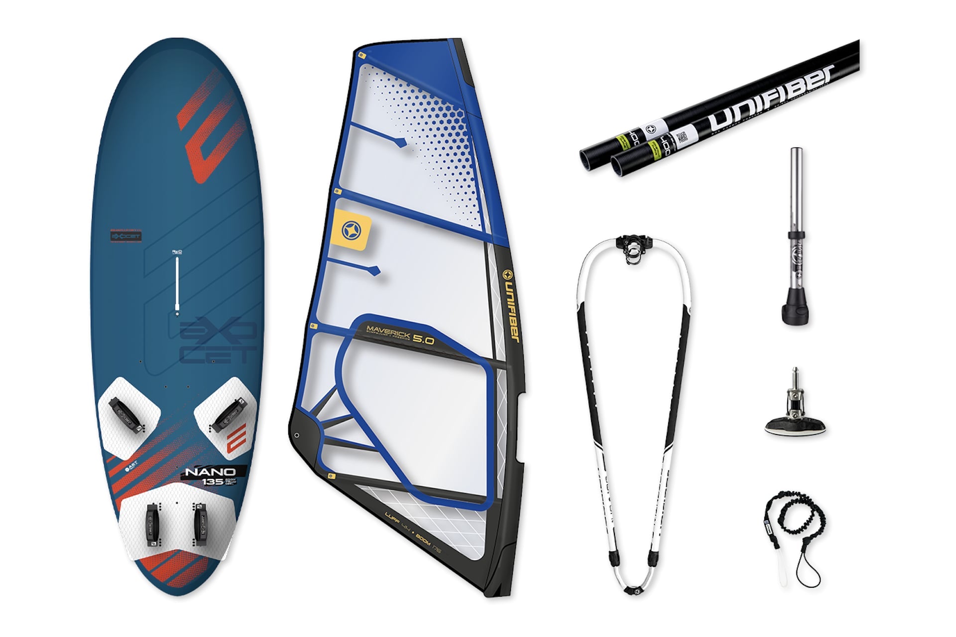 Nano V3 AST 135 & Maverick II 5.8 Rig Windsurf Pack Unifiber X Exocet