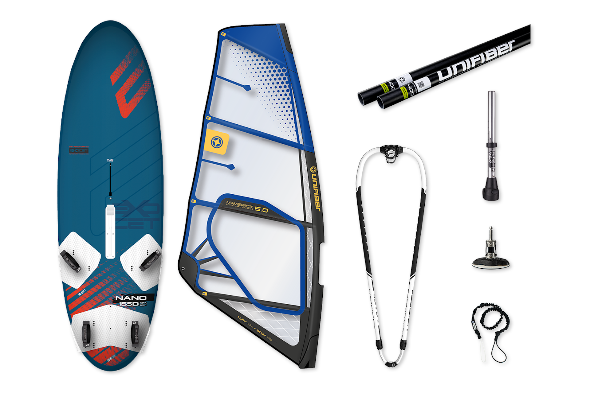 Nano V3 AST 155D & Maverick II 5.0 Rig Windsurf Pack Unifiber X Exocet