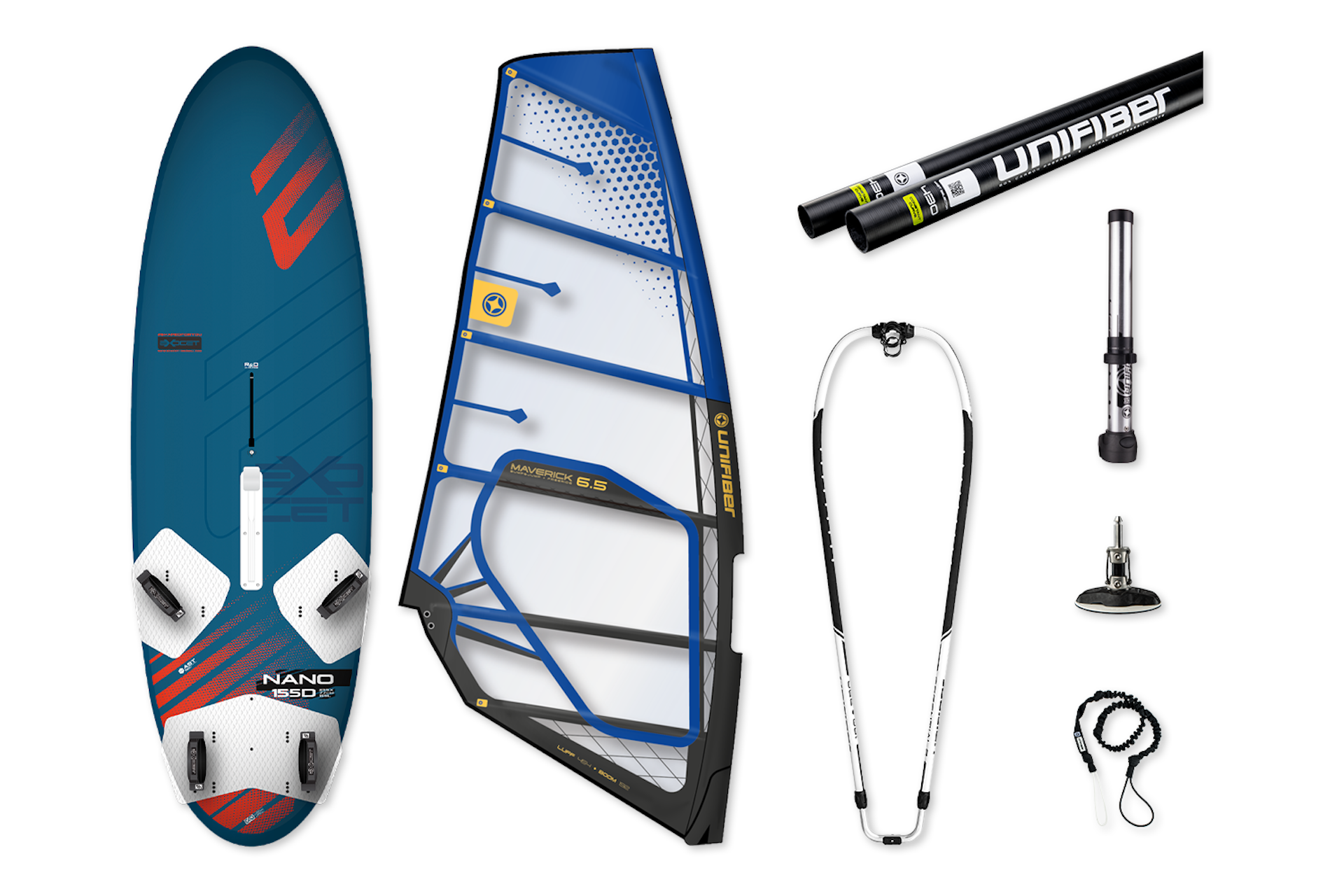 Nano V3 AST 155D & Maverick II 6.5 Rig Windsurf Pack Unifiber X Exocet