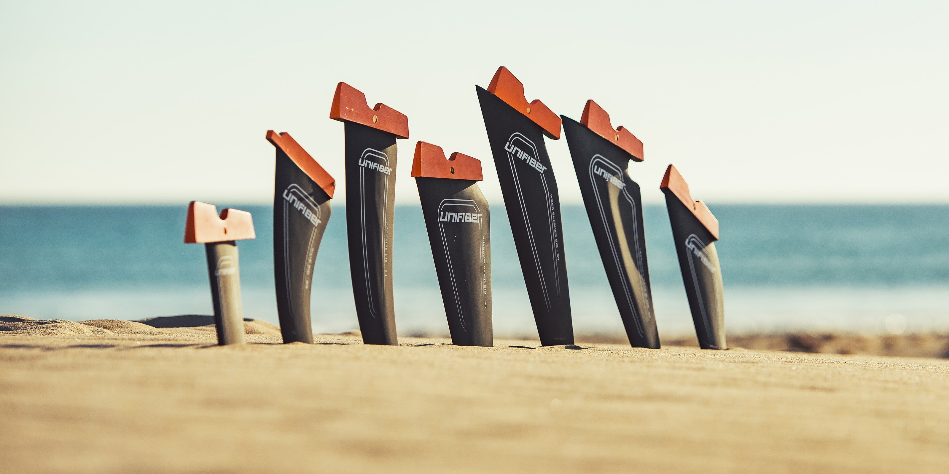 Windsurfing fins on the beach 