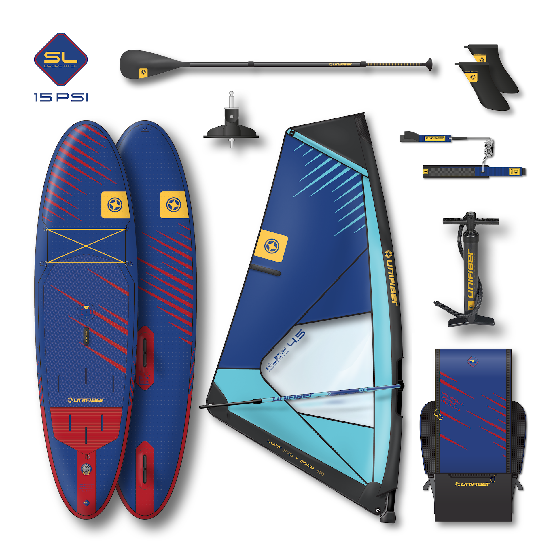 Oxygen iWindSup SL 10'7" & Glide 1.5 Rig + Paddle + Leash
