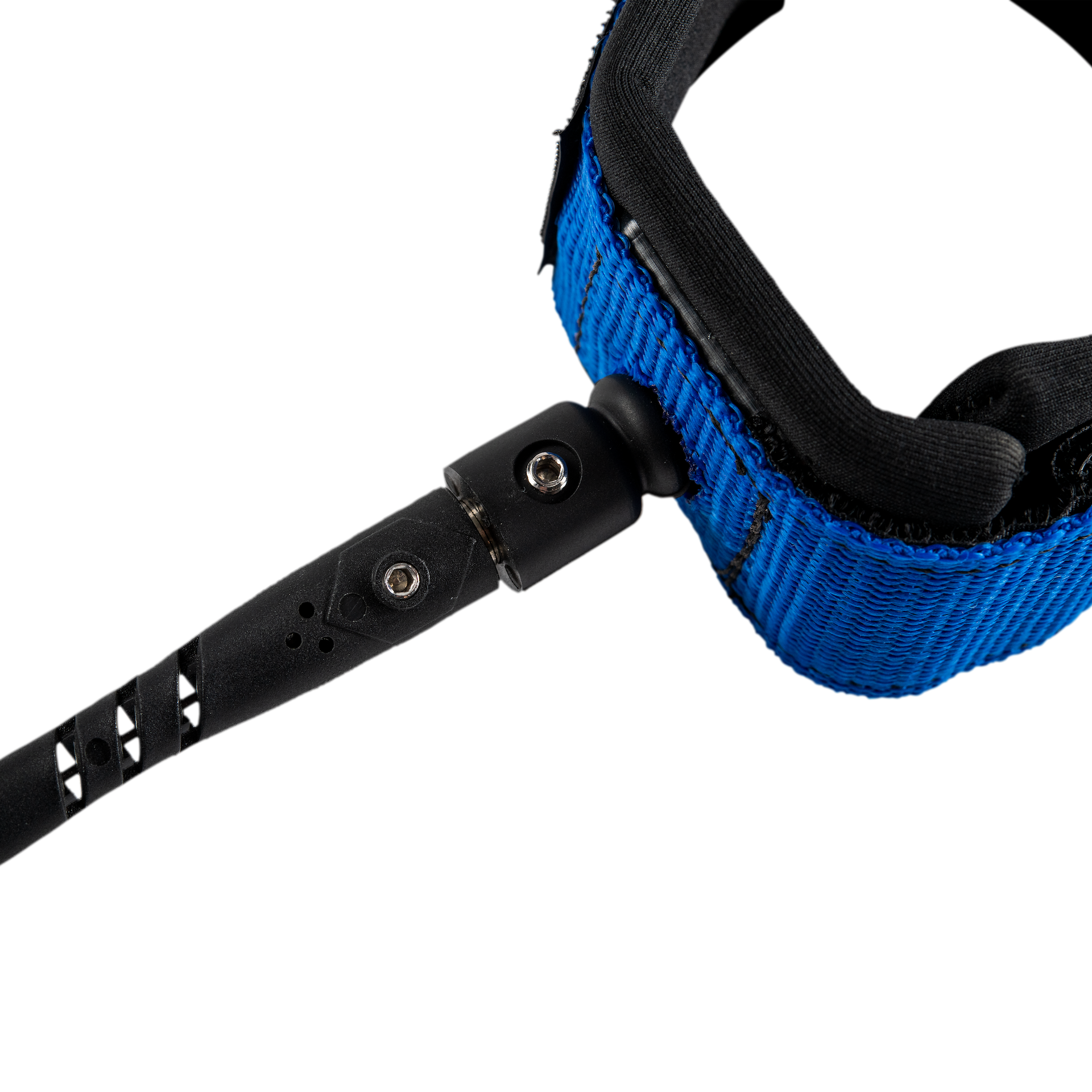 Unifiber coil leash laid out showing Velcro strap and hidden key pocket


