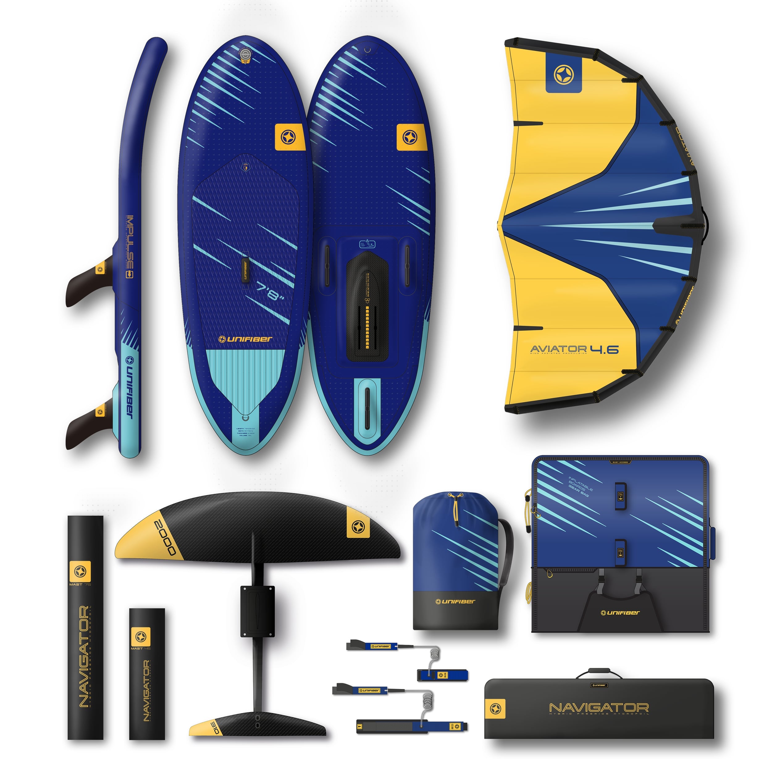 Impulse 7'8 (FCD) & 4.6 Wing, 2000cm2 Foil & Extra 45cm Mast Wing Pack Unifiber