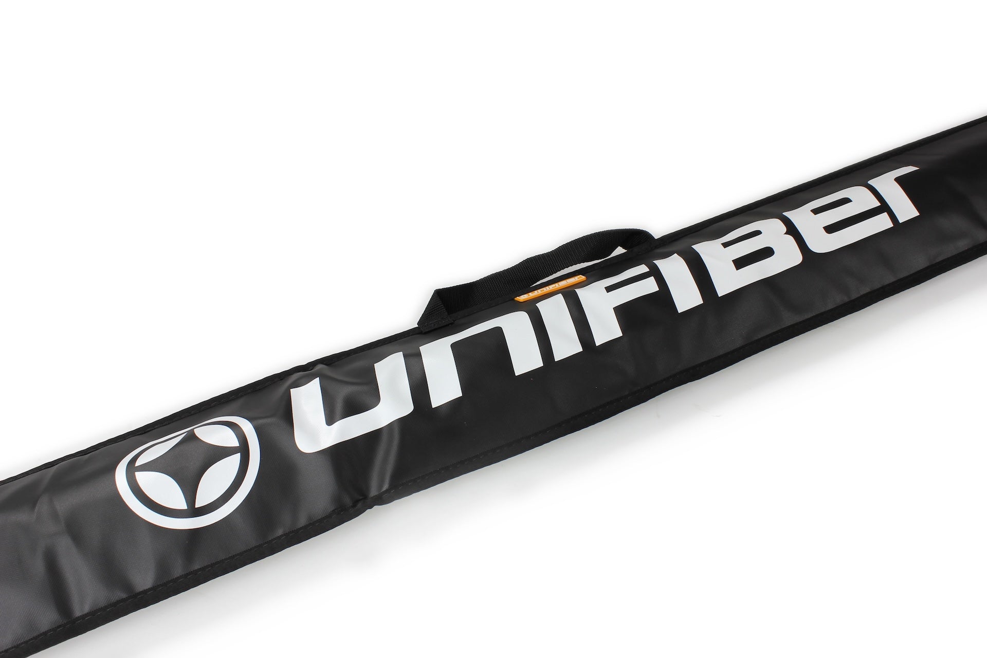 A close up picture of a windsurf mast bag on a white background with a mast inside