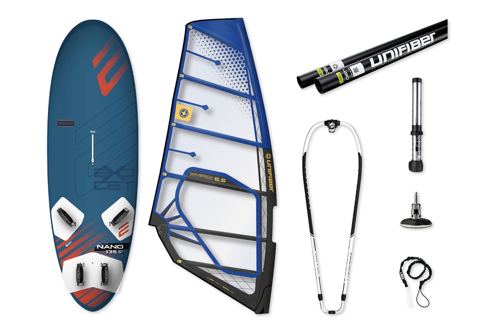 Nano V3 AST 135 & Maverick II 6.5 Rig Windsurf Pack Unifiber X Exocet