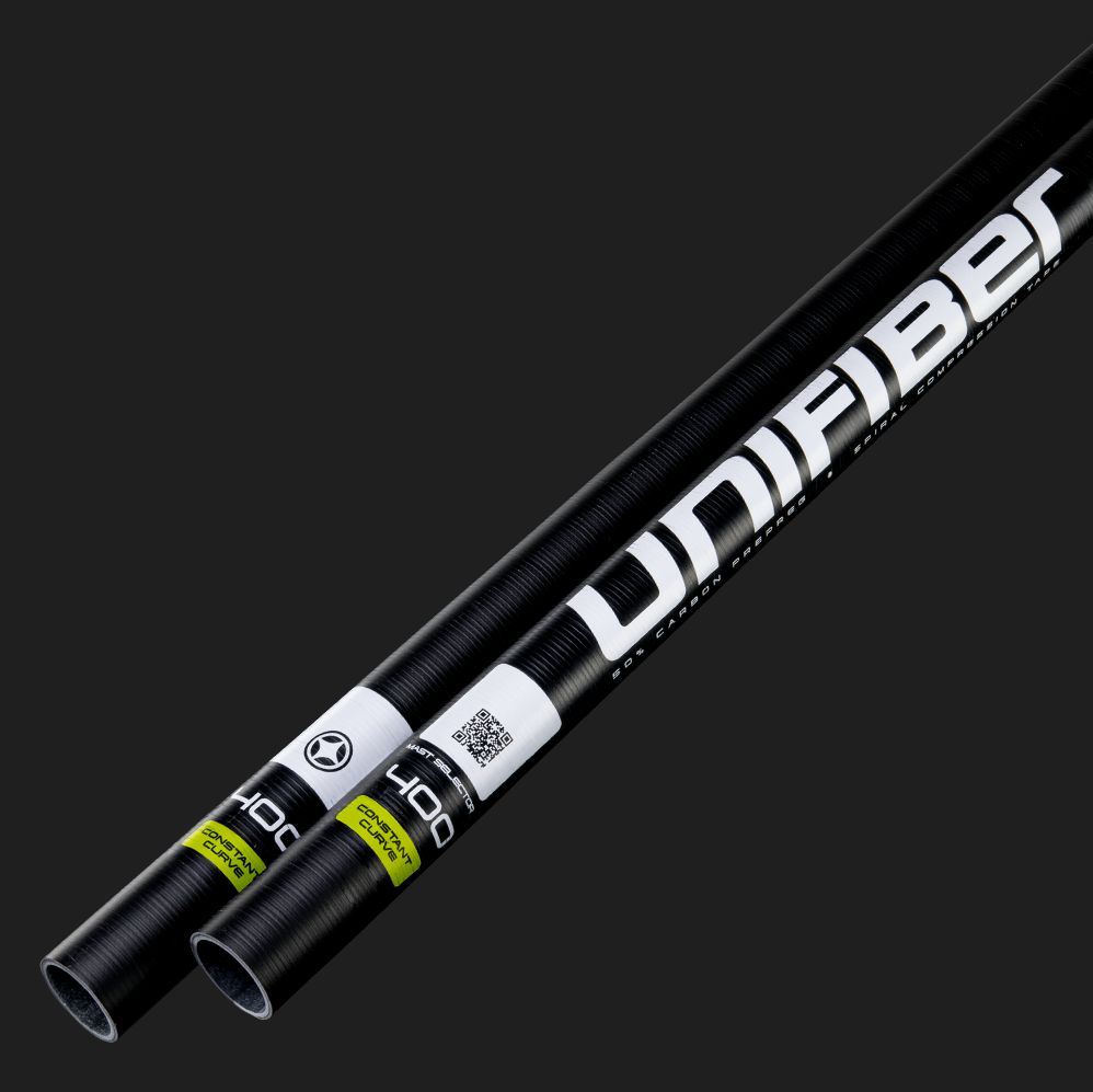Close up of a windsurf SDM mast from Unifiber With carbon fiber 