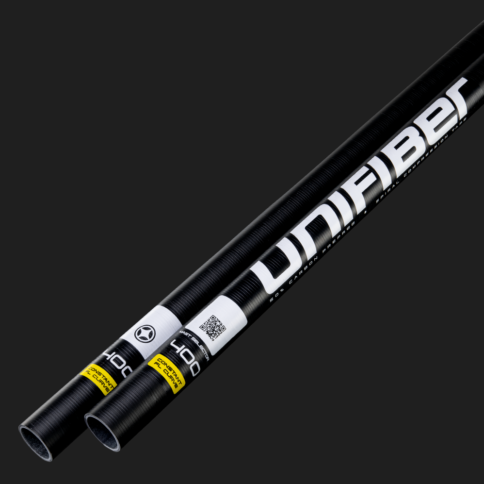 Close up of a windsurf RDM mast from Unifiber With carbon fiber 