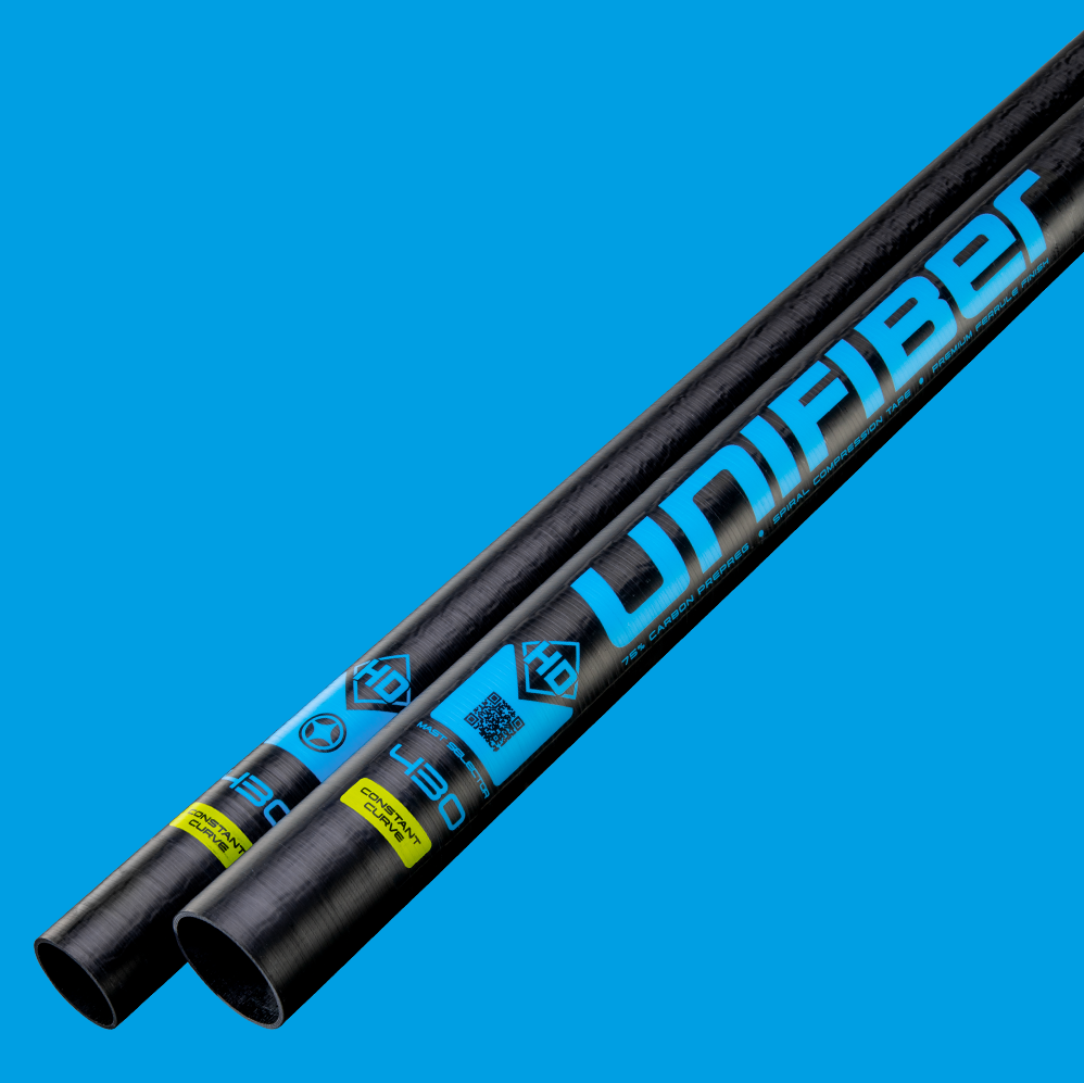 Close up of a windsurf SDM mast from Unifiber With carbon fiber 