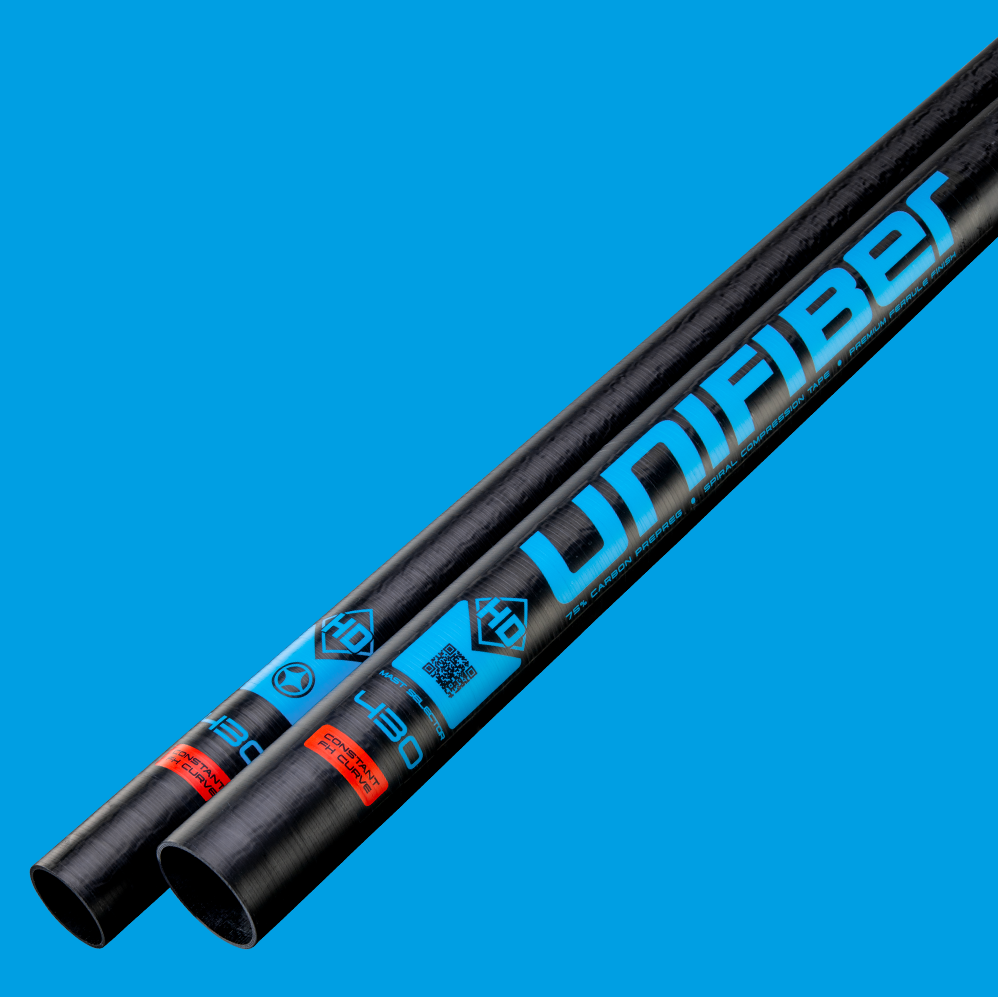 Close up of a windsurf SDM mast from Unifiber With carbon fiber 