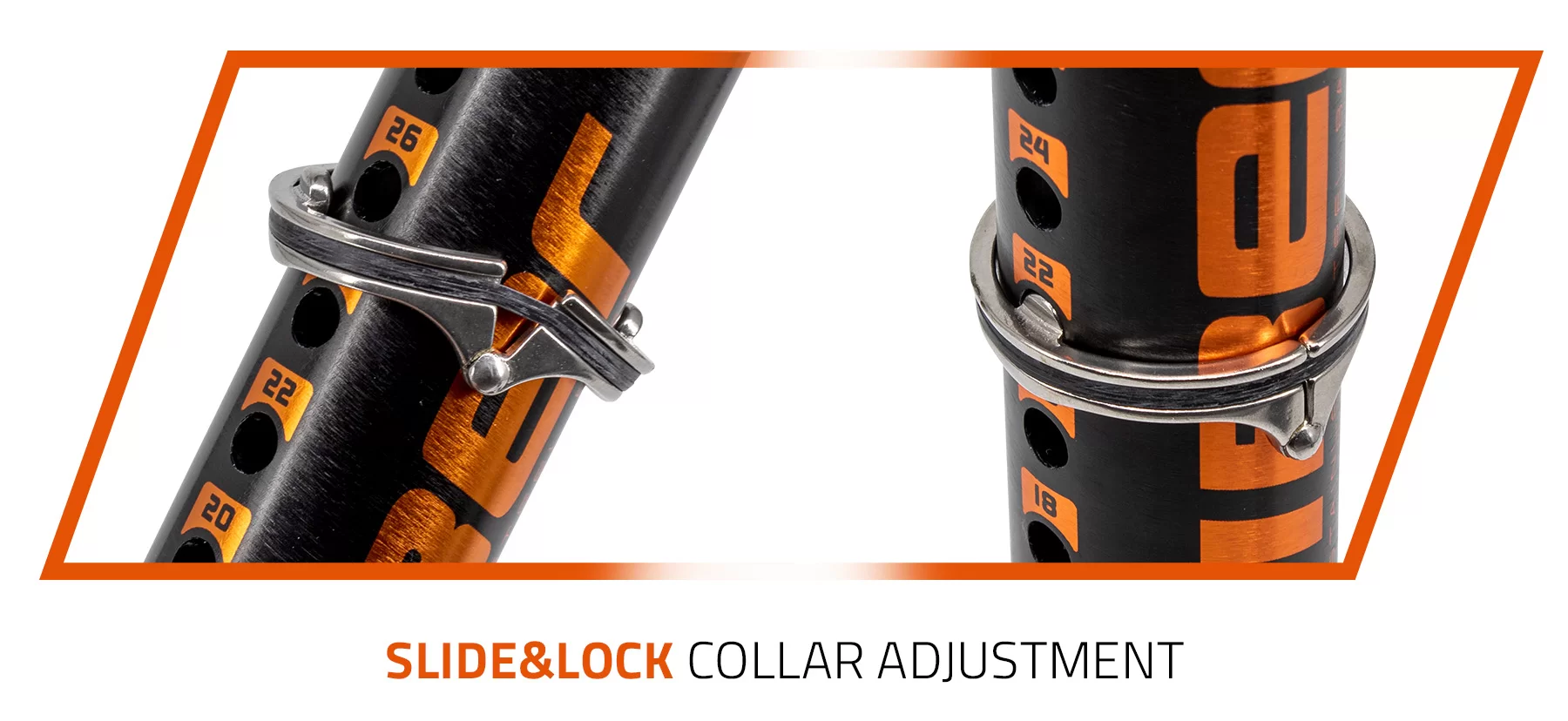 Extension Collar adjustment - Stainless Steel Open, Twist, Slide & Lock